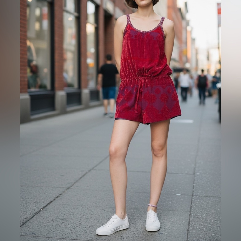 Free People Embroidered Silk-Blend Racerback Dress – Size 6 - Picture 1 of 16